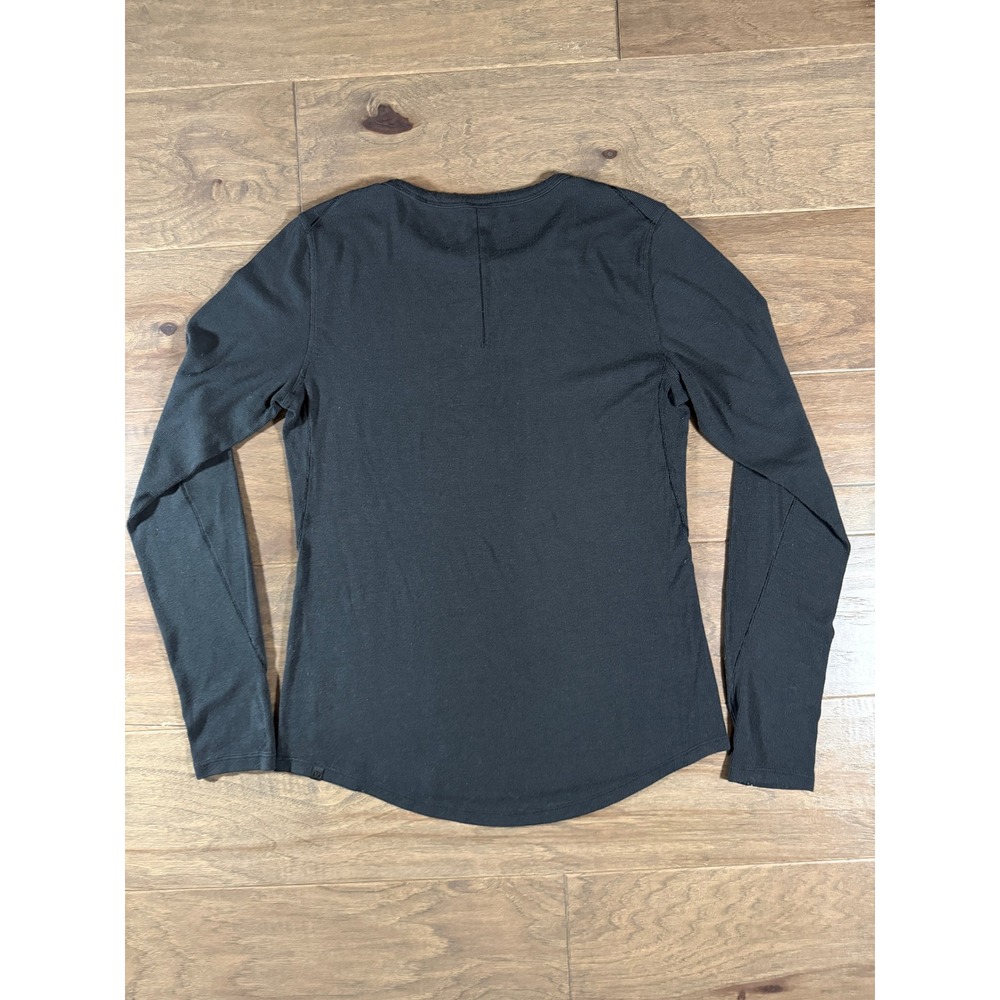 Lululemon Ribbed Long Sleeve Top Black Crew Neck Modal Blend Size 10 LW3FTFS - Picture 3 of 6